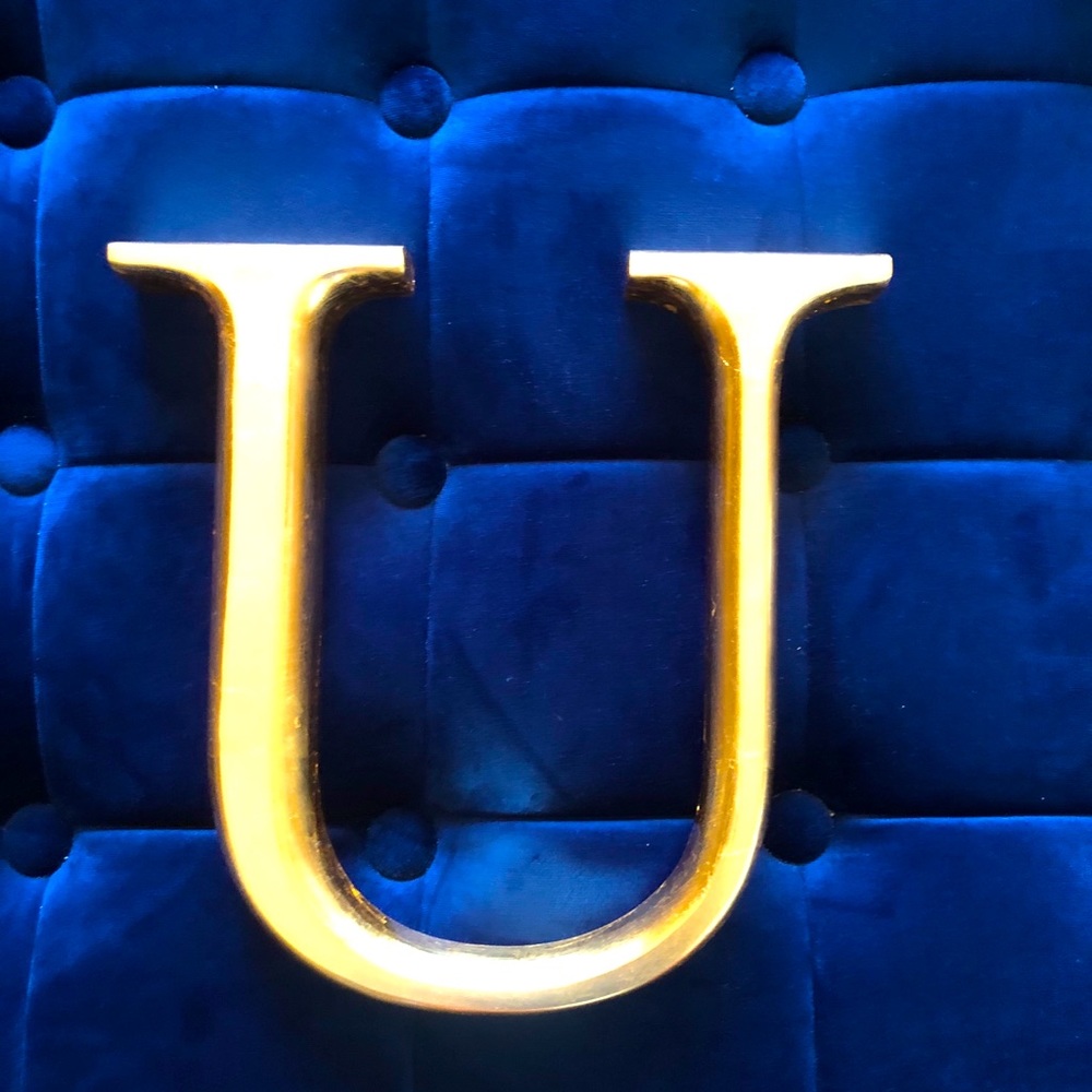 RH Antiqued Wood Gilt Letter U